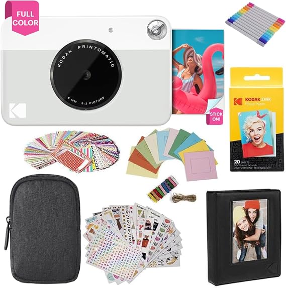 Kodak PRINTOMATIC Digitale Sofortbildkamera Vollfarbdrucke auf Zink 2x3-Fotopapier mit Sticky-Back-Funktion - Drucken Sie Memories Sofort (Schwarz)