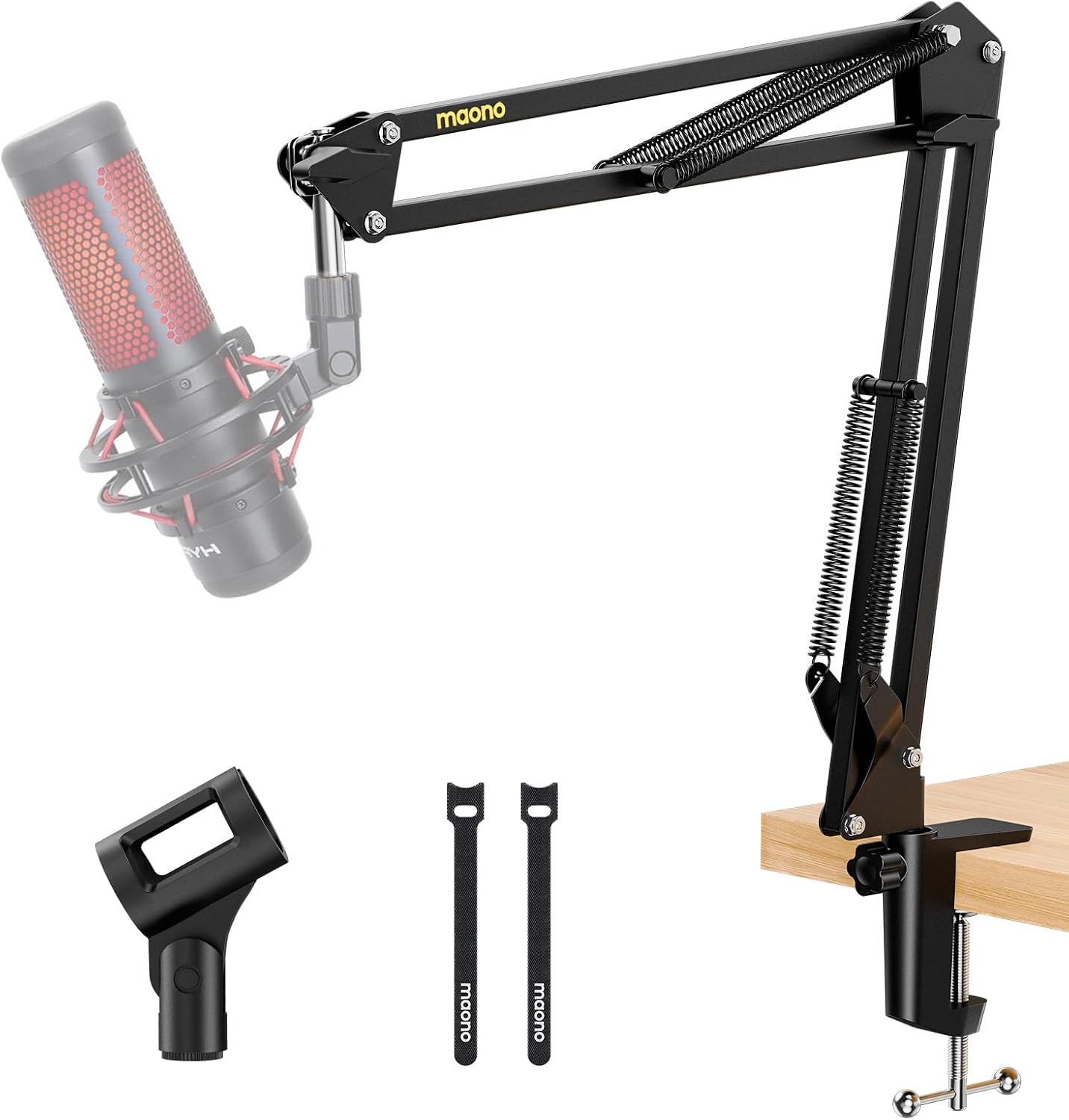 MAONO Microphone Stand, Microphone Arm, Adjustable Height Angle, Load Capacity 2.2 lbs 1 kg for Microphones, Desktop Microphone Stand Arm, 38 inch - 58 inch Included, Desk Clamp, Stable, Metal