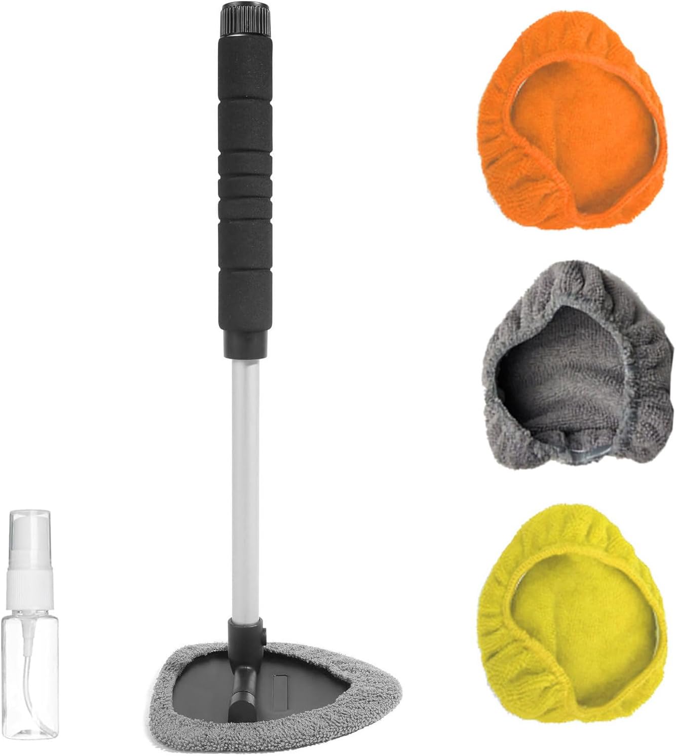 Windshield Cleaner Tool, Car Cleaning Kit, Car Window Cleaner, Car Cleanser Brush, Portable Car Cleaning Kit with Extendable Handle, Microfiber Cloth, Spray Bottle