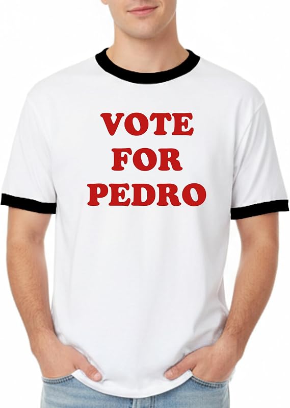 DIRTYRAGZ Men's Vote for Pedro T-Shirt, Napoleon Dynamite Costume Graphic Tee Shirt from