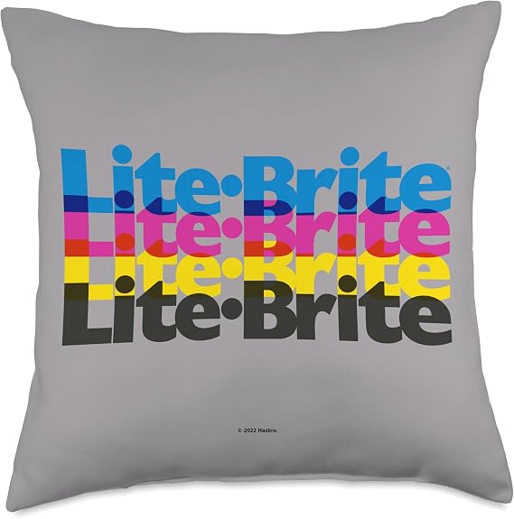 Lite-Brite Logo Repeat Throw Pillow, 18x18, Multicolor
