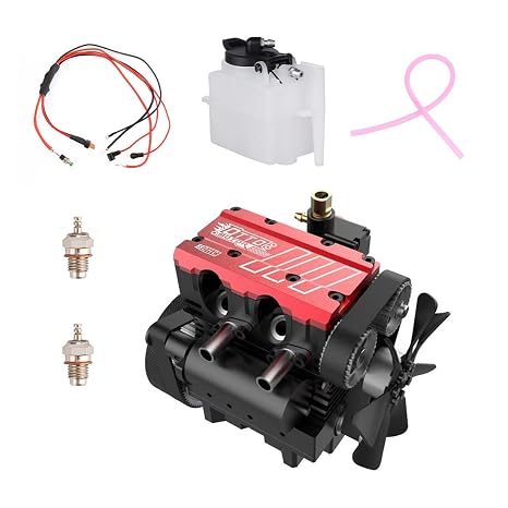 Mini Engine Kit, ST-NF2 Engine Model Kit 7.0cc Inline Double Cylinder 4-Stroke Air Cooled Metal Engine Model, DIY Assembly L2 Engine Kit, Decorative Gift for Adults