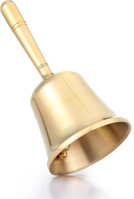 Homelavie Super Loud Solid Brass Hand Call Bell Dinner Bell (L) | Hand Bells for Seniors Bedside, Teacher Classroom Bell, Ringing Bell at Wedding, Tibetan Meditation Bells, Gift for Bedridden