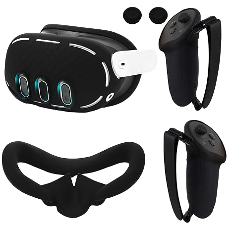 VR Accessories Set for Meta Quest 3 Controller Grip and 2Pcs VR Silicone Face Pad,VR Shell Protection Cover,VR Controller Thumbstick Covers