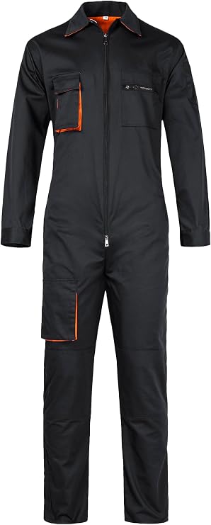 Mens Work Coveralls Long Sleeve Workwear Overalls Utility Zip-Front Coverall with Multi Pockets