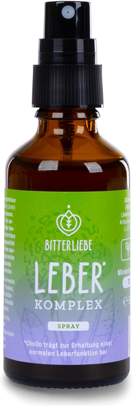 BitterLiebe Liver* Complex Spray - Liver Treatment * Natural Support of Liver Function * with Choline - High Dose with Milk Thistle Artichoke Dandelion and Bitter Substances - Vegan & Useful
