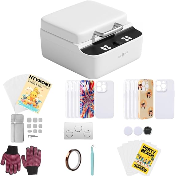 HTVRONT Phone Case Heat Press Machine Bundle Compatible with iPhone - with 20 Pcs Sublimation Film, and Phone Case Compatible with iPhone 16 Pro Max(6 Pack), 15 Pro Max(6 Pack)