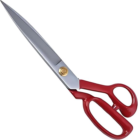 Professional Fabric Scissors - Heavy Duty Sewing Shears with High Carbon Steel Blades for Precise Cutting, Tailoring,Crafts, Industrial Strength Use, Sharp Precision Dressmaking Tools (Red, 22 cm)