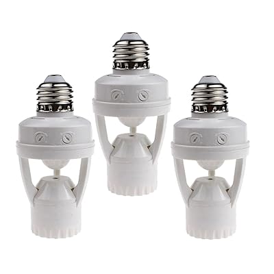 LPHUMEX 3pcs Motion Sensor Light Sockets, E26E27 Screw in Motion Sensor Sockets for Existing Lights, Dusk and Dawn Auto Lights Motion Detector Indoor for Front Door Porch Garage Closet