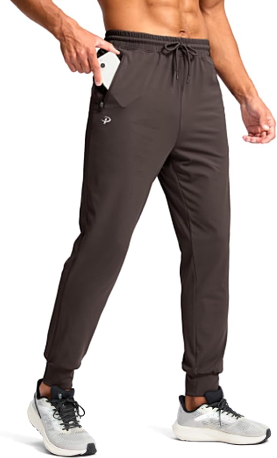 Pudolla Men's Lightweight Jogger with Pockets 4-Way Stretch Sweatpants Workout Runing Athletic Track Pants