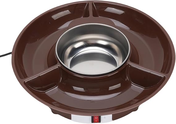 Portable Electric Chocolate Melting Pot, Stainless Steel 25W Chocolate Fondue Pot Set, for Dipping Drizzling Decorating Strawberries (UK 220 V)