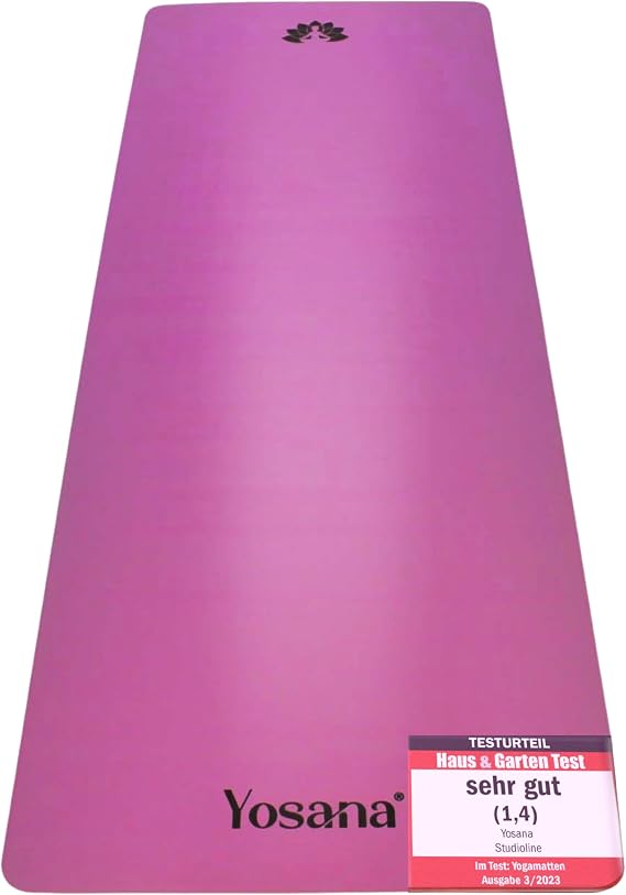 Yosana Yoga Mat Made of Natural Rubber Extremely Non-Slip Ultra Grip Surface Made of Eco PU Extra Wide 68 cm Includes Carry Strap Yoga Mat 183 x 68 cm 4 mm Thin