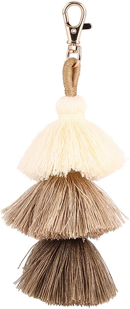 Women Colorful Tassels Charm Keychain Car Keyring Holder Bag Wallet Purse