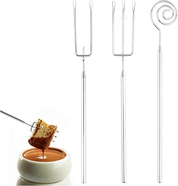 Chocolate Dipping Fork Set, 3 PCS Stainless Steel Fondue Forks Praline Forks for Chocolate Fondue Candy Dipping Tools DIY Chocolate Cutlery for Handmade Chocolates Truffles Sweets