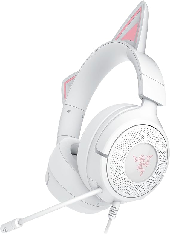 Razer Kraken Kitty V3 X - Oyun için Kablolu Kitty Kulaklık - İkonik Kitty Kulakları - 270 g Hafif - HyperClear Kardioid Mikrofon - TriForce 40 mm Sürücüler - 3,5 mm Jak | Beyaz
