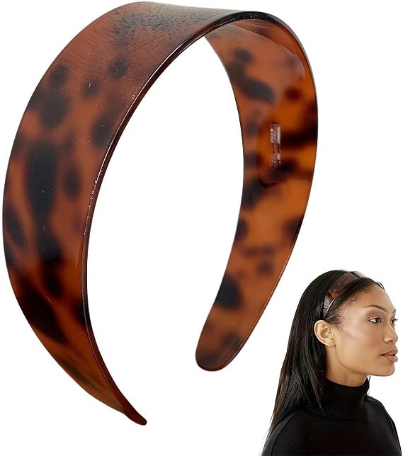 Thick Tortoise Shell Headband for Women, 1.5in Wide Acetate Retro Hairband, Stylish & Comfortable Plastic Headband with Teeth, Non-Slip for Daily Use