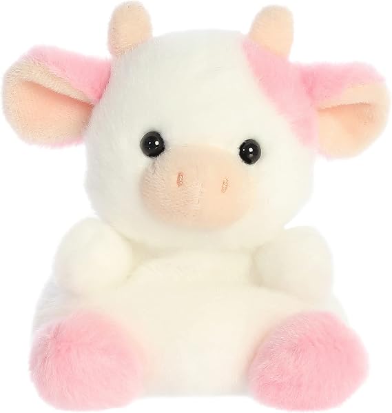 Aurora Palm Pals 6" Belle Strawberry Cow Adorable Plush | Bean-filled understuffed bodies with collectible personalities
