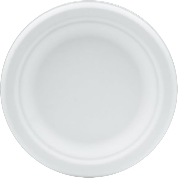 BioGreenChoice 6" 1000 CT Compostable Bagasse PFAS Free Round White Plate Eco-Friendly Disposable Dinner Plate for BBQ,Picnic,Party (BPI Certified, Microwaveable)