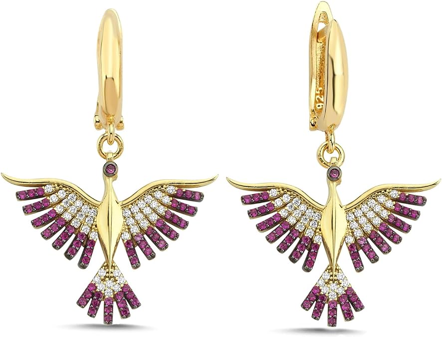 Phoenix Earrings - With 14 Carat Gold and 925 Carat Silver Options