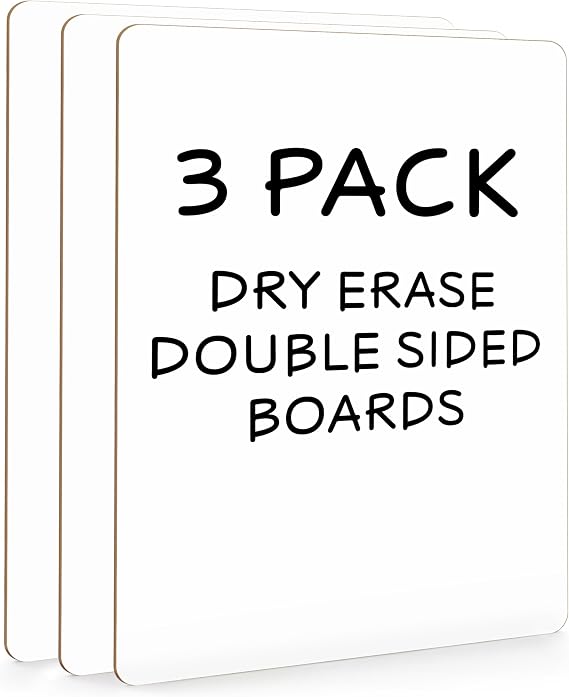 SCRIBBLEDO Small Dry Erase Boards 3 Pack 9x12 Double Sided Whiteboard | 3 Double Sided 9x12 Dry Erase Boards, Wipes Clean No Ghosting, Sturdy Engineered Wood, Safe For Kids, Students And Classroom