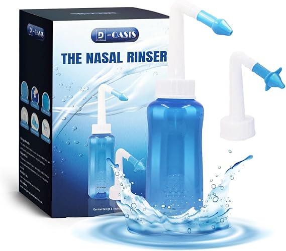 Neti Pot Sinus Rinse Kit for Saline Nasal Rinse–Sinus Rinse Bottle for Nasal Irrigation System–Nasal Douche Kit for Allergy & Congestion Aid–Nasal Rinse Nose Cleaner for Adults & Kids (300ml)