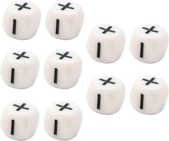 10Pcs Symbol Dice Math Teaching Accessory Educational Assist Add Subtract Dice for Classroom, White
