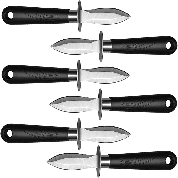 6PCS Oyster Knife with Non-Slip Grip Handle Oyster Shucking Knife Opener Set Clam and Shell Tool Party Supply