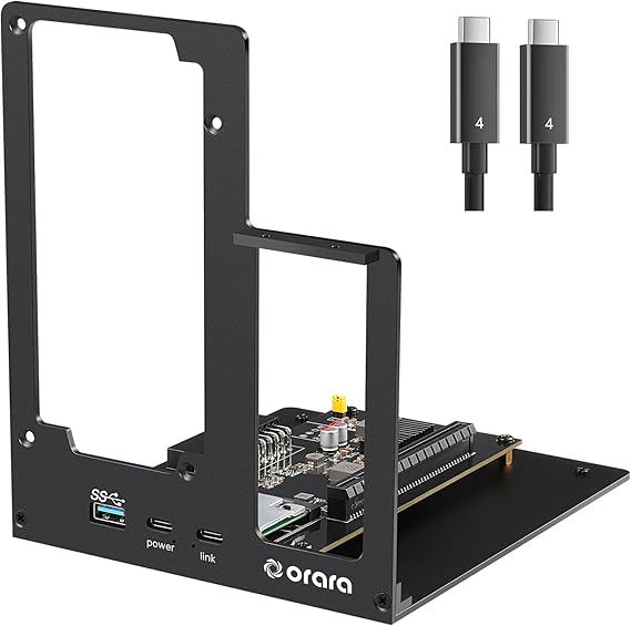 ORARA External eGPU Dock Station eGPU Enclosure Thunderbolt 3/4/USB4 40Gbps Graphics Card Dock Support NVIDIA AMD PCIe PD85W Daisy Chain ATX Power Support Black