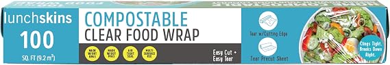 Lunchskins Home Compostable Cling Wrap for Food, 100 Sq Ft