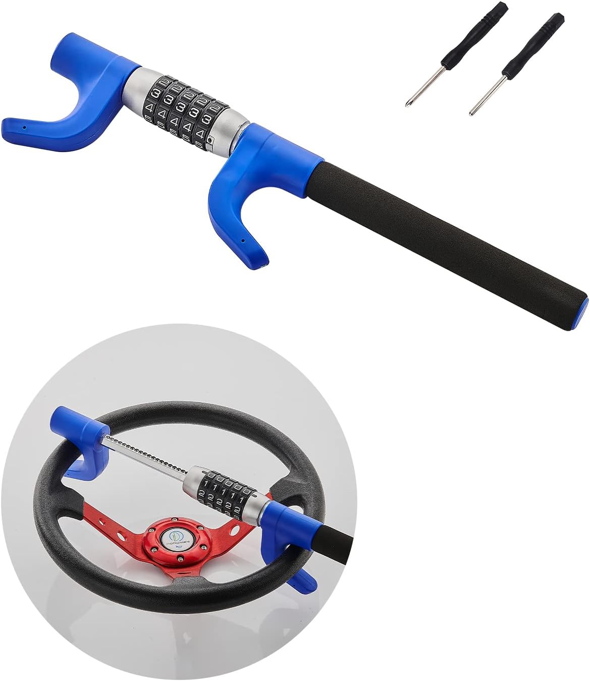 Eidoct Steering Wheel Lock Anti-Theft Car Lock, Retractable Keyless