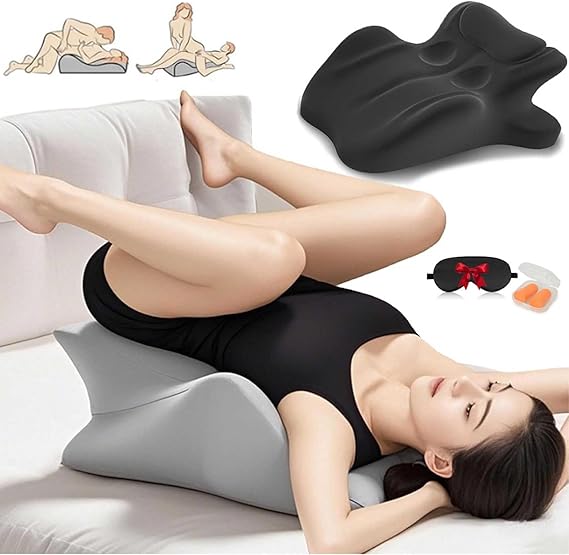 Sweet Spot Pillow, Couples Pillow - 27° Angle Perfect Position, Memory Foam Wedge Cushion for Intimacy Support & Back, Ideal for All Postures, Keep the Passion Going All Night (Black)