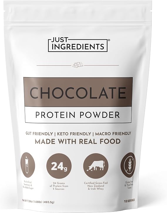 JUST INGREDIENTS Chocolate Protein - Grass-Fed Whey - 15 Servings 24g