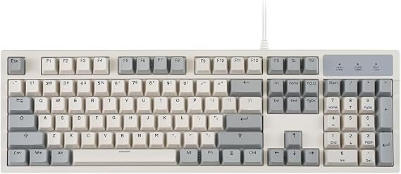 Perixx PERIBOARD-108M, Wired Mechanical Full-Size USB Keyboard - Red Linear Switch - Classic Retro Gray/White Color - US English