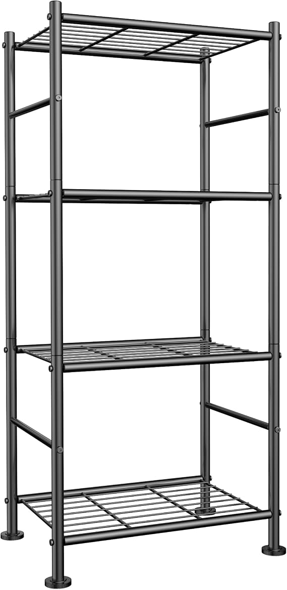 Sakugi 4-Tier Metal Storage Shelves Adjustable Feet, 46.5x32x112cm, Black