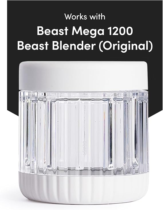 Beast Blending Vessel for Mega 1200 and Original Beast Blender | Ultra-Thick Tritan Blending Vessel + Storage Lid (500mL, Cloud White)