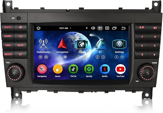 Erisin Android 16 8-Core 4GB+64GB Car Stereo GPS Sat Nav for Mercedes Benz C-Class W203 CLC-Class W203 C180 G-Class W463 7" Car Radio IPS CarPlay Android Auto DSP DAB+ Bluetooth 5.0 Canbus WiFi OBD2