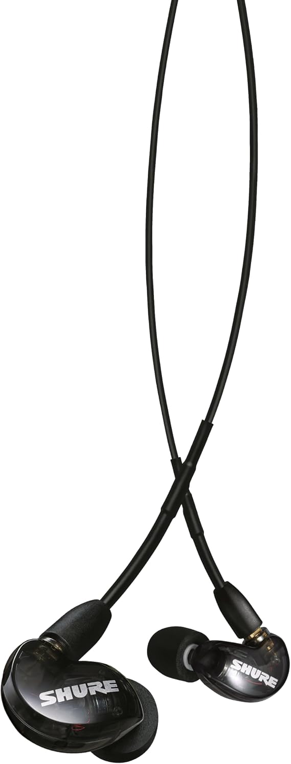 Shure SE215 PRO Sound Isolating Wired Earbuds - Black | Professional in-ear monitors with deep bass, single dynamic driver, secure fit, detachable cable and carrying case