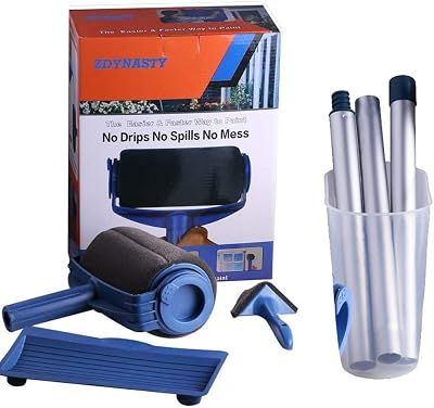 Paint Roller Brush Kit Pro 9pcs - Paint Edger Brush, Wall Painting Handle Tool with Sticks, 3 Extension Poles, Printing Brush Tray, Handle Flocked Edger Room for Walls and Ceiling
