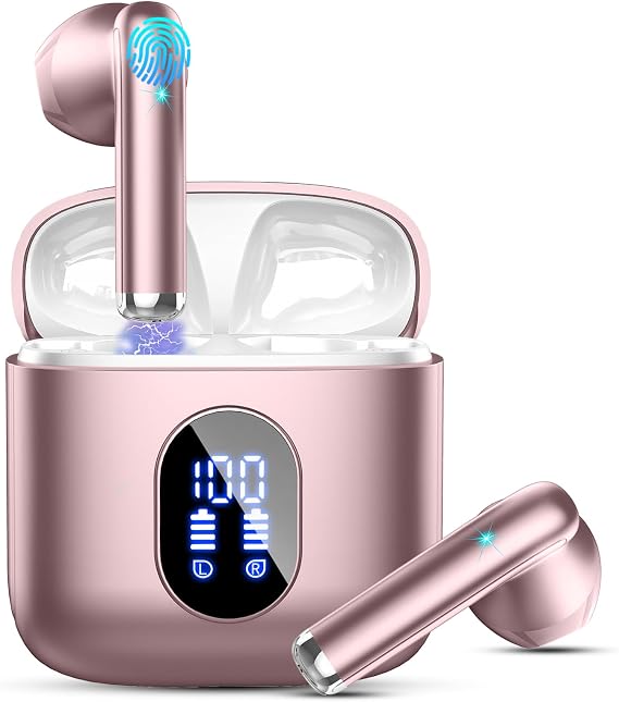 Drsaec Wireless Earbuds, Bluetooth Headphones 5.4 with ENC Noise Cancelling Mics, 30H Bluetooth Ear Buds 3D Bass with LED Display Charging Case, IP7 Waterproof Wireless Earphones for Android, iOS