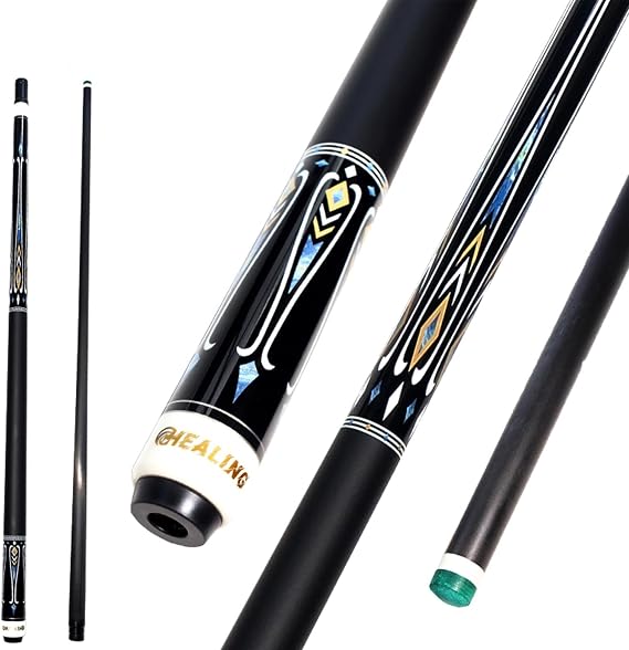 Carbon Fiber Pool Cue, 58 Inches 1/2 Billiard Supplies, 12.4mm Head, 8-Tooth Connector, 19-20 Ounces, Suitable for Eight and Nine Balls