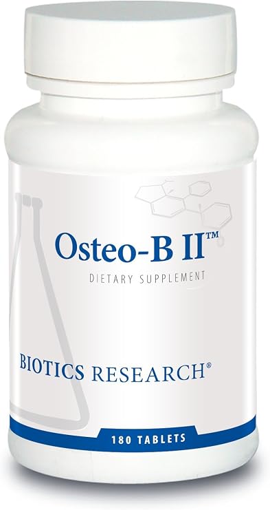 BIOTICS RESEARCH Osteo B II Optimal Bone Health Support, Healthy Aging, CaMg, Easy to Swallow Tablet, Purified Chondroitin Sulfates, 180 Tablets