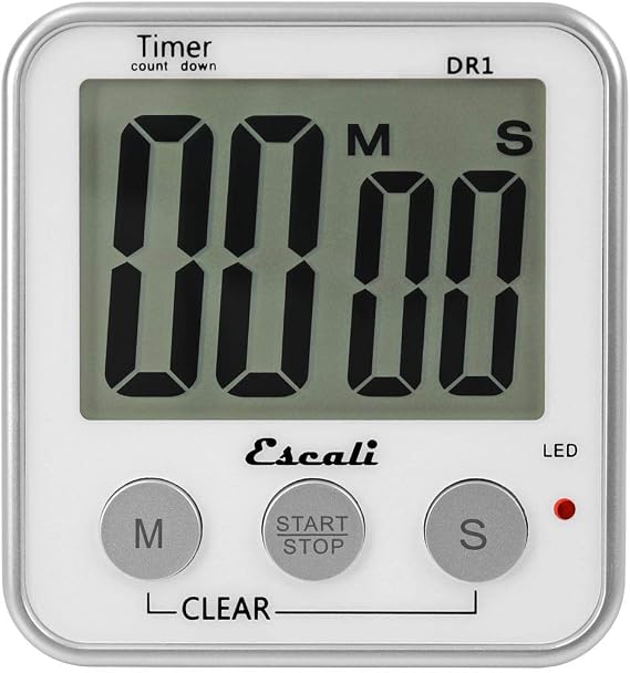 Escali Extra Large Display Digital Kitchen Timer with Clock Mode, Recall Timer Magnetic Back