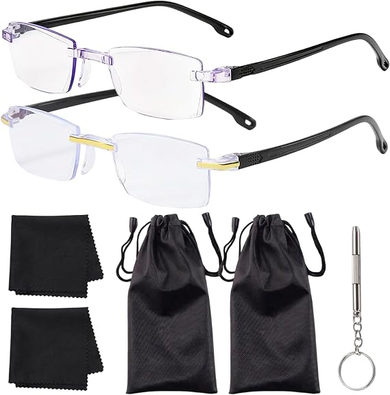 2 Pairs Auto Focus Glasses Self Adjusting, Vision Sync Multifocal Glasses For Digital Reading And Professional Use, Smart Zoom For Reading And Digital Screen Useadjustable Focus Eyewear