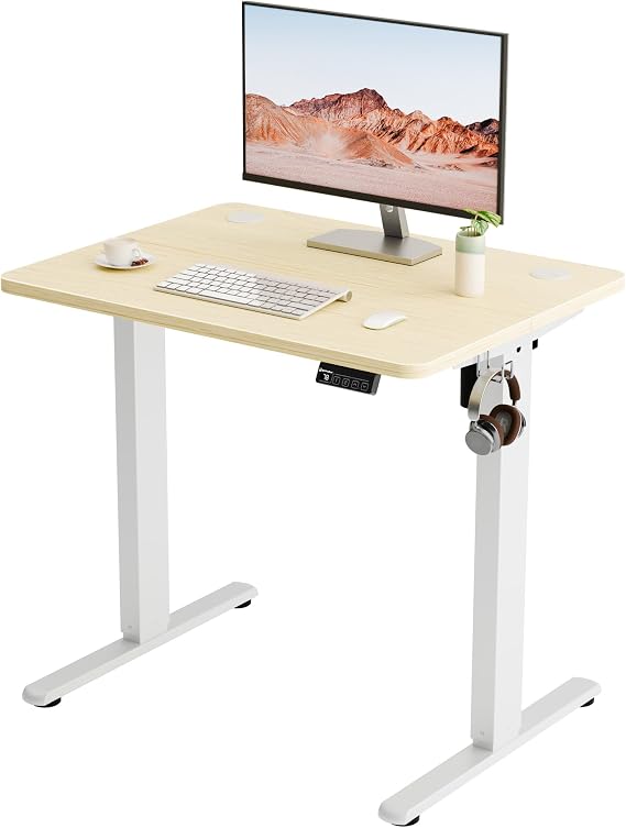 ERGOMAKER Electric Standing Desk 80x60cm, 2 Memory Presets, Gold Oak