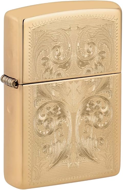 Zippo Lighter: Ornate Design Engraved - High Polish Brass 81393