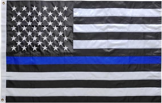 Thin Blue Line Flag 2x3FT-American Police flag Embroidered Stars Double Stitched Sewn Stripes Outdoors Indoors 210D Heavy Duty Brass Grommets Banner