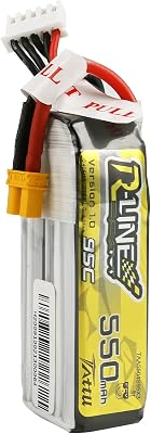TATTU R-Line 550mAh 4S Lipo Battery Pack 14.8V 95C with XT30 Plug for FPV Racing Quadcopter from Size 100 to 180
