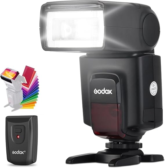 GODOX TT520 II Universal On-Camera Flash Speedlite with AT-16 Wireless Trigger Transmitter GN33 S1/S2 Modes Compatible for Canon Nikon Pentax Olympus Fujifilm Panasonic DSLR Cameras with Hot Shoe