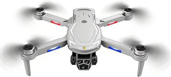 Remote Control Aerial Drone with 3-Camera 8K HD Brushless Power Intelligent Avoidance Obstacle Trajectory Flight, Optical Flow Hover, Gesture Photography,50X Electronic Zoom One Key Take Off/Land,360 Stunt Roll for Adults Beginners (V888 Gray, 1 Modular Battery)