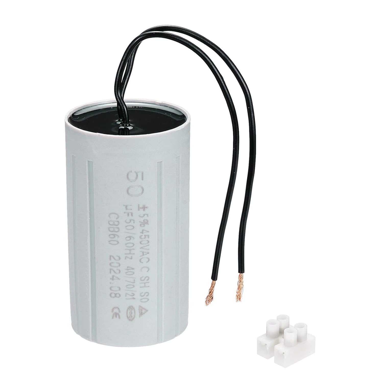 PATIKIL CBB60 50uF Running Capacitors, AC 450V 2 Wires 5060Hz Cylinder 90x50mm for Water Pumps, Washing Machines Motor Start,1Set